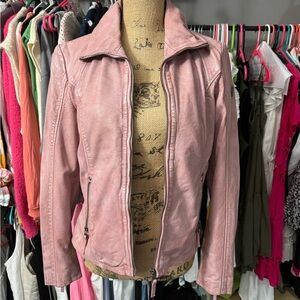 NEW, never worn pink leather jacket